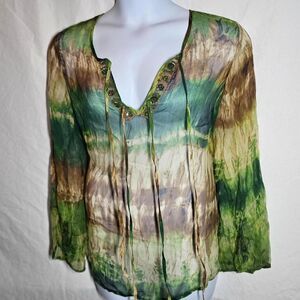 vintage y2k 2000s green brown plus size fairy whimsical top